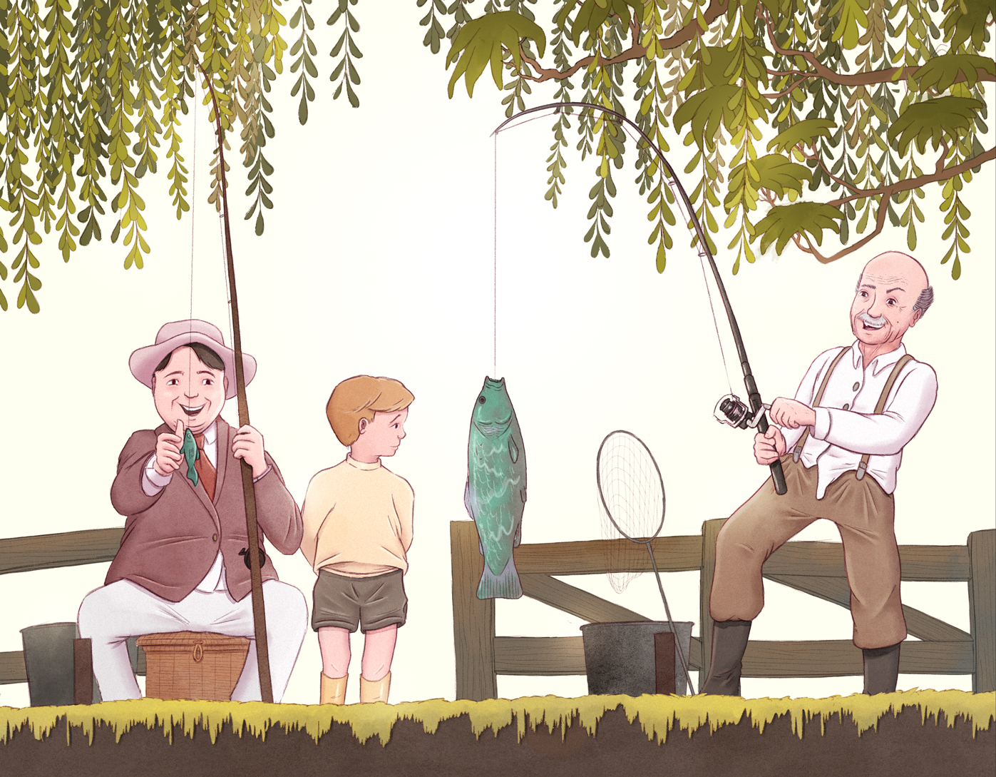 Père et fils à la pêche